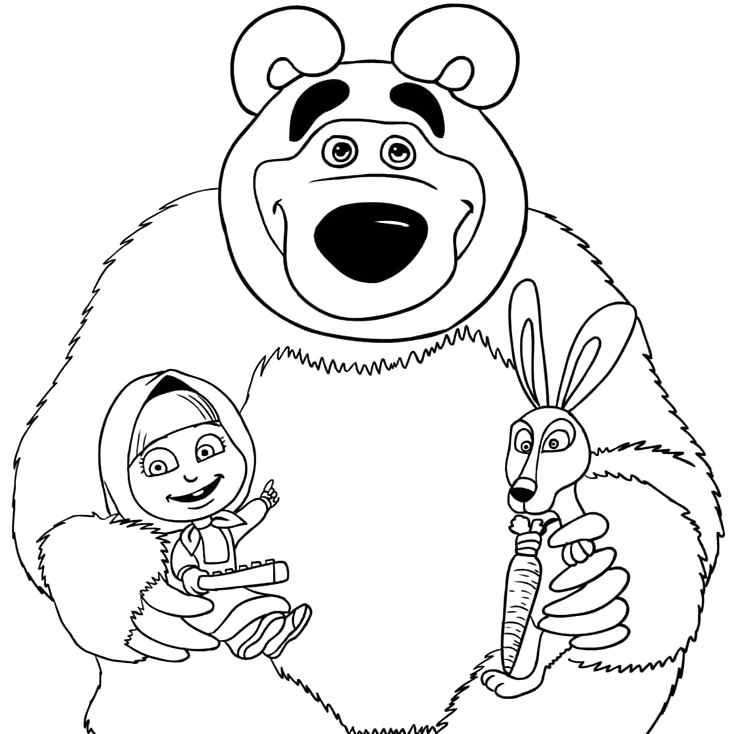Masha e o urso para colorir — desenho para imprimir