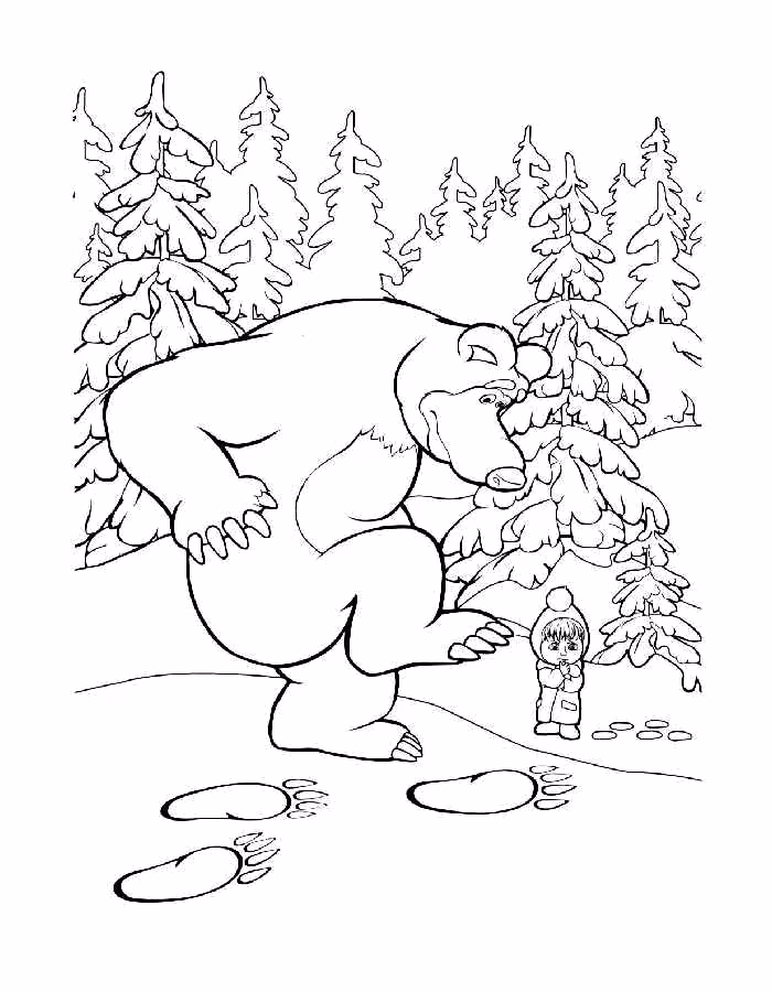 Masha e o urso para colorir — desenho para imprimir