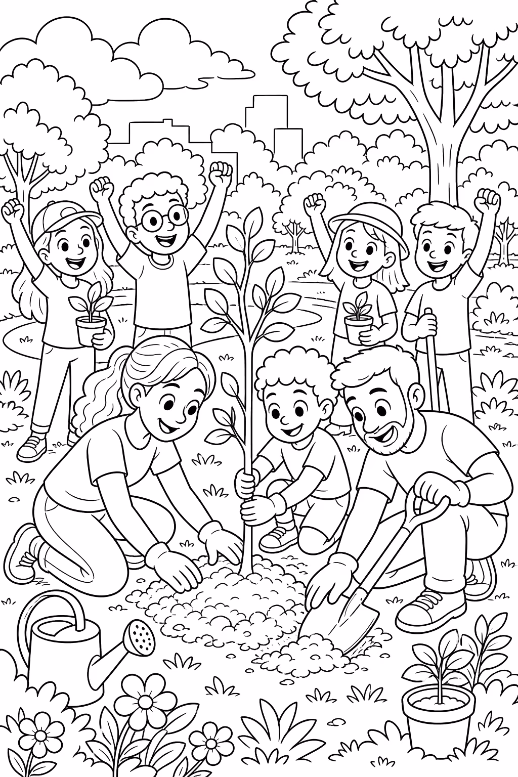 Meio ambiente para colorir — desenho para imprimir