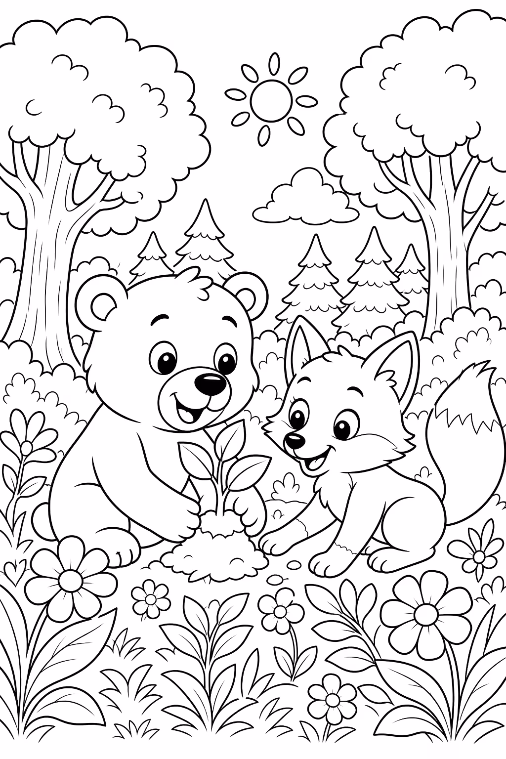 Meio ambiente para colorir — desenho para imprimir