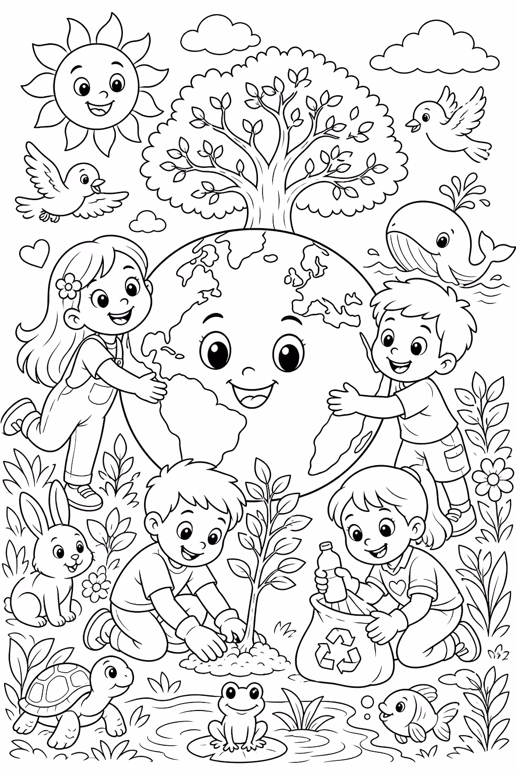 Meio ambiente para colorir — desenho para imprimir