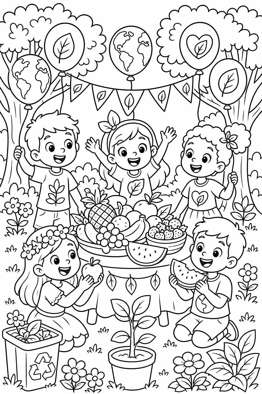 Meio ambiente para colorir — desenho para imprimir