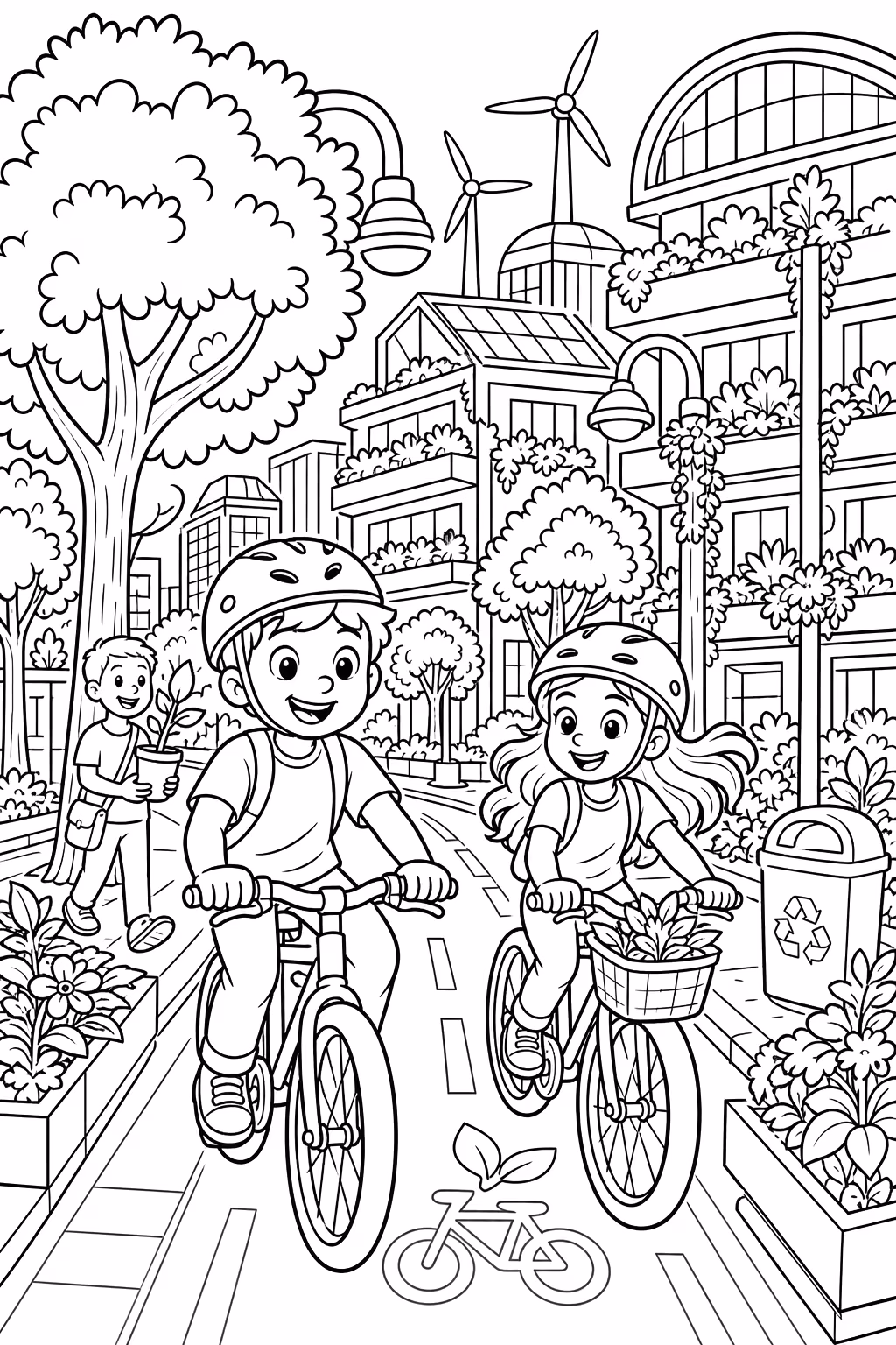Meio ambiente para colorir — desenho para imprimir