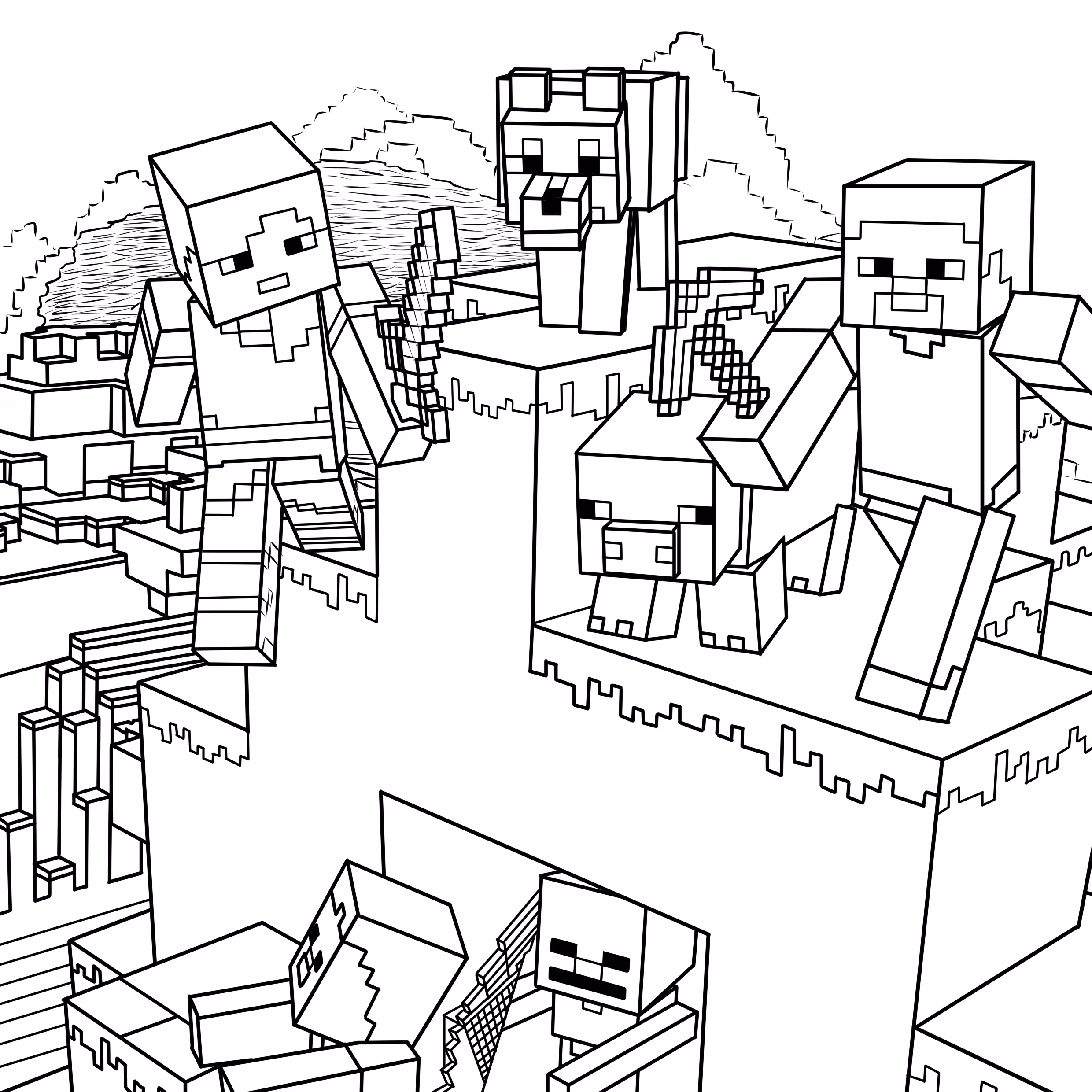 Minecraft para colorir — desenho para imprimir