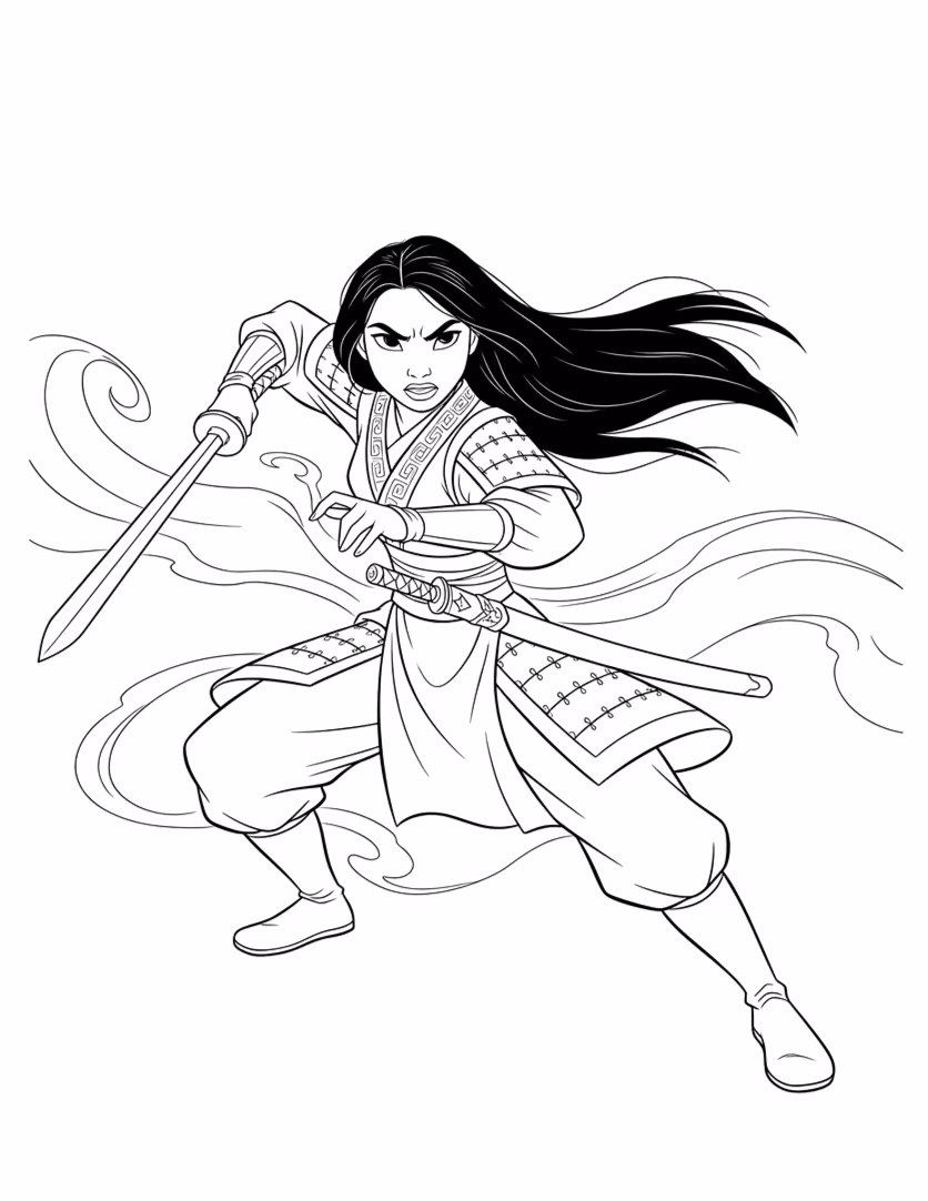 Mulan para colorir — desenho para imprimir