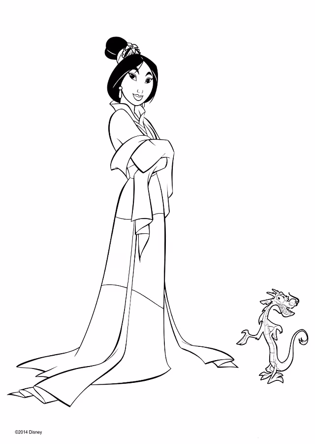 Mulan para colorir — desenho para imprimir