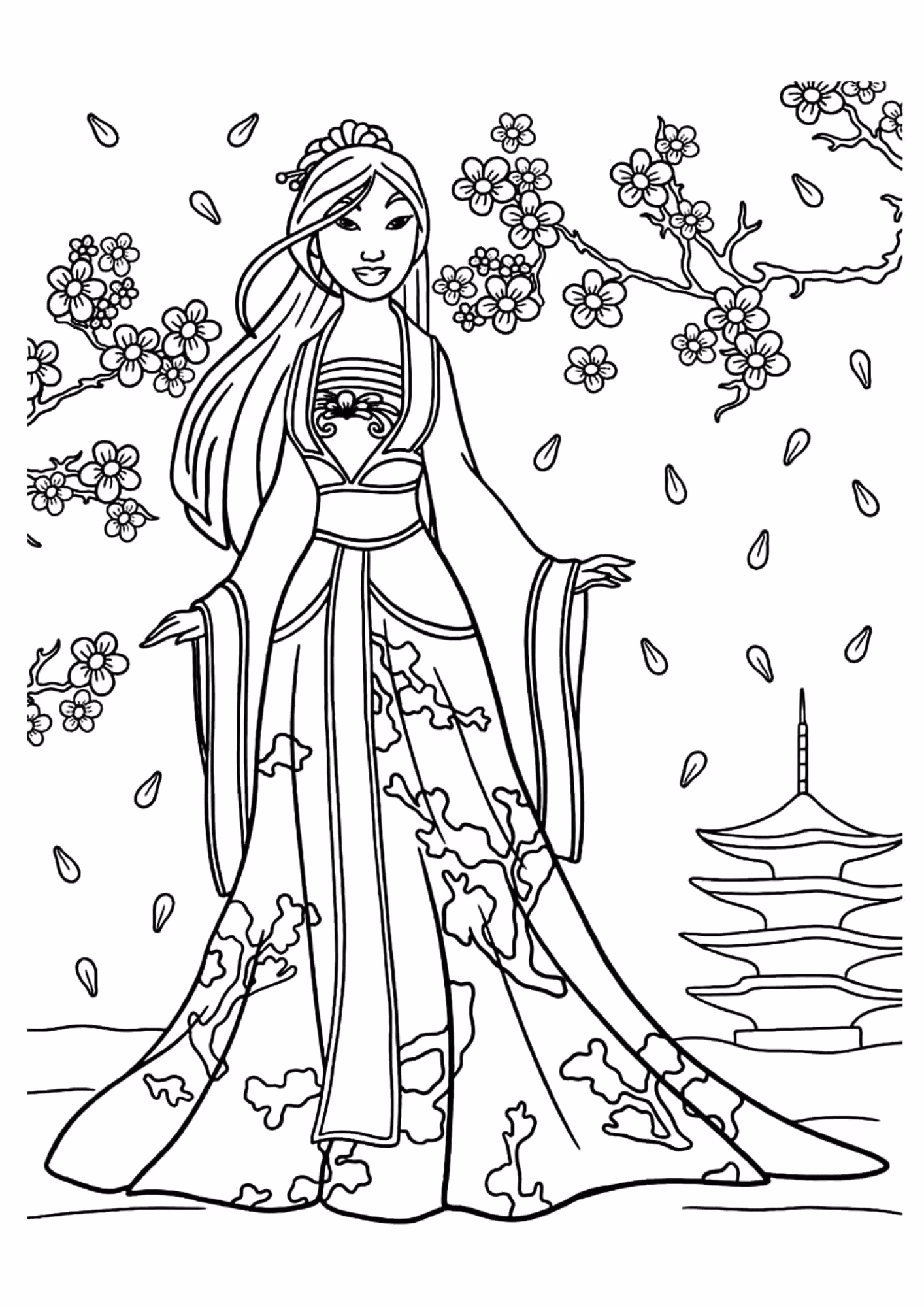 Mulan para colorir — desenho para imprimir