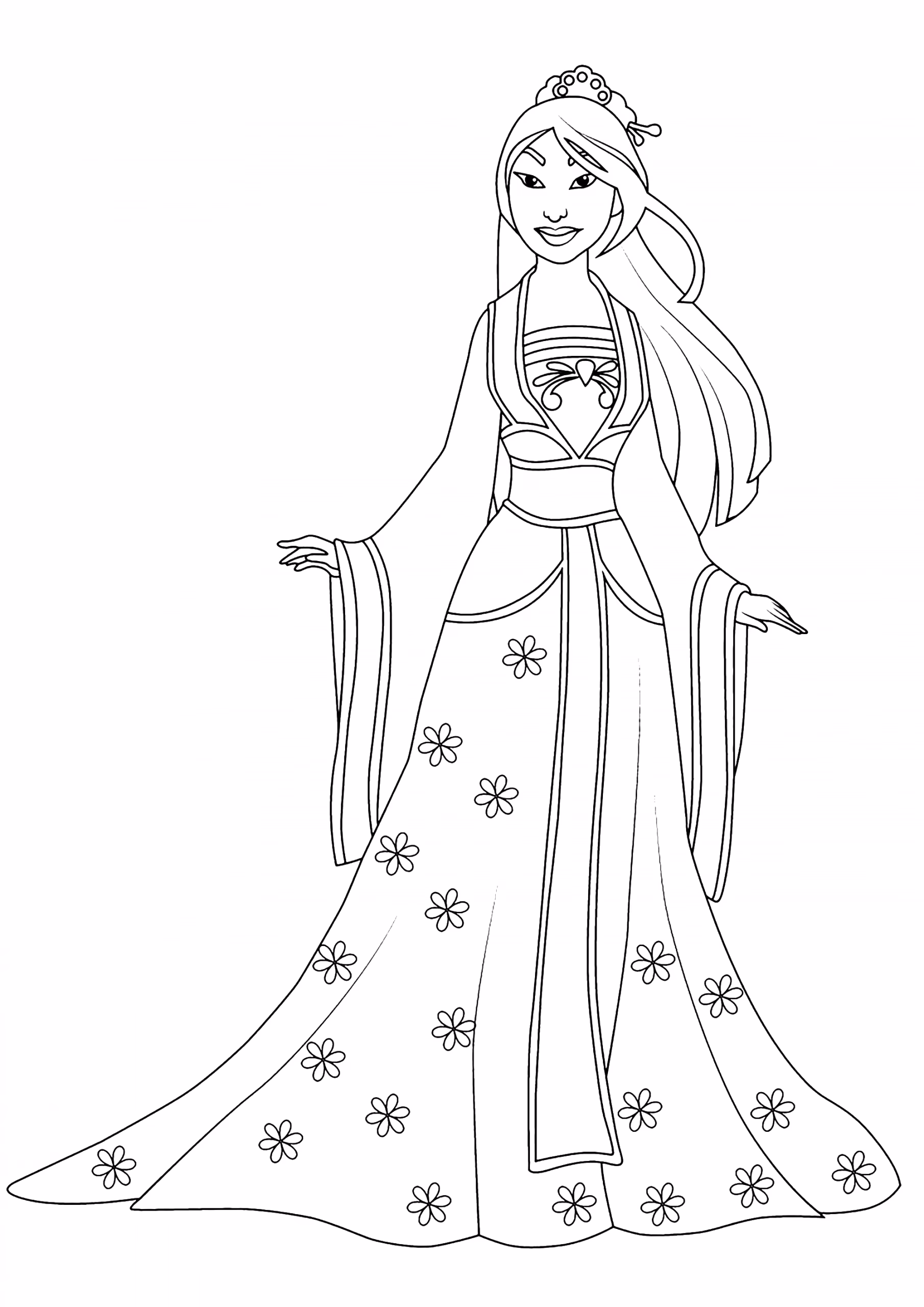 Mulan para colorir — desenho para imprimir