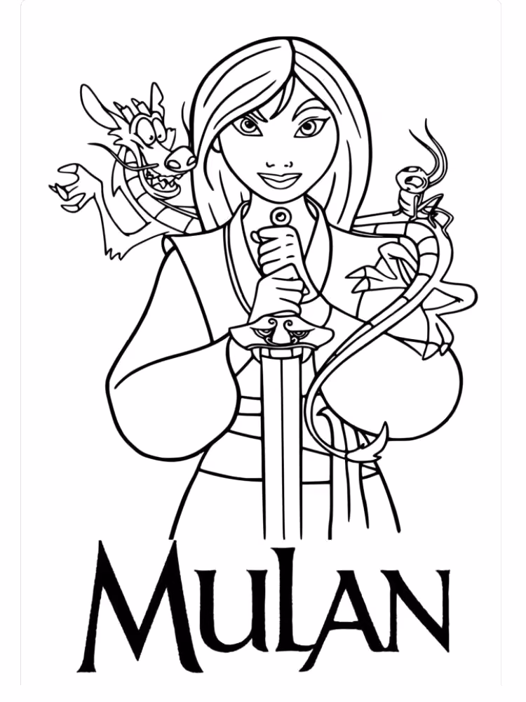 Mulan para colorir — desenho para imprimir