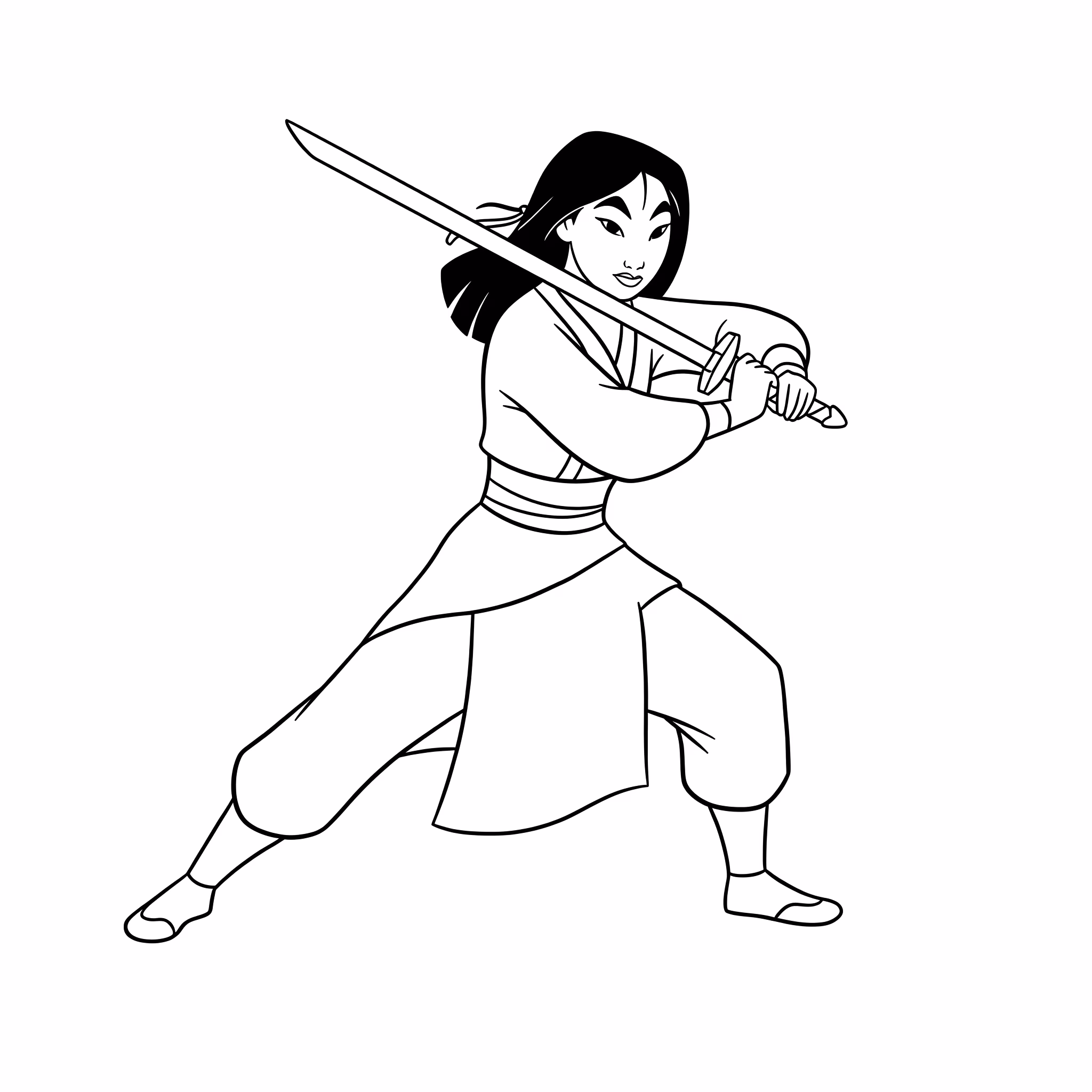 Mulan para colorir — desenho para imprimir