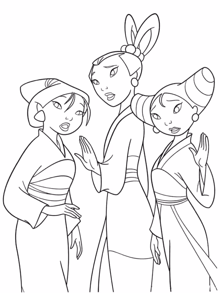 Mulan para colorir — desenho para imprimir