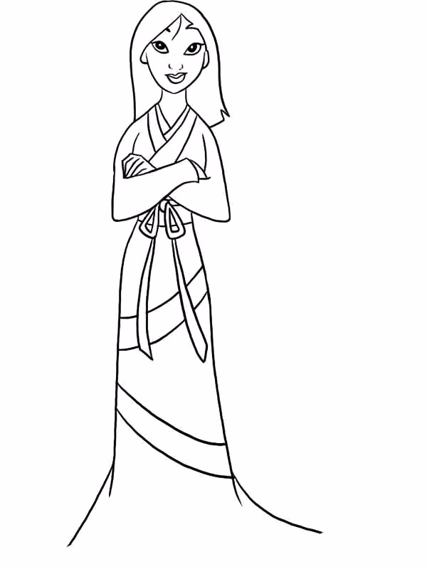 Mulan para colorir — desenho para imprimir