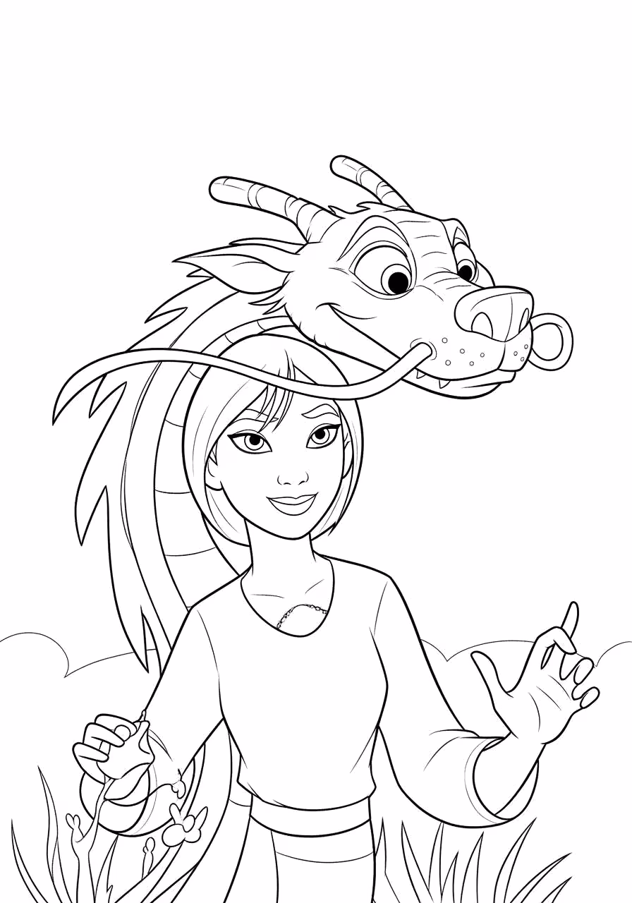 Mulan para colorir — desenho para imprimir