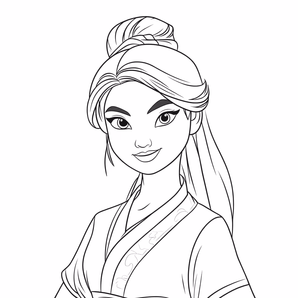 Mulan para colorir — desenho para imprimir