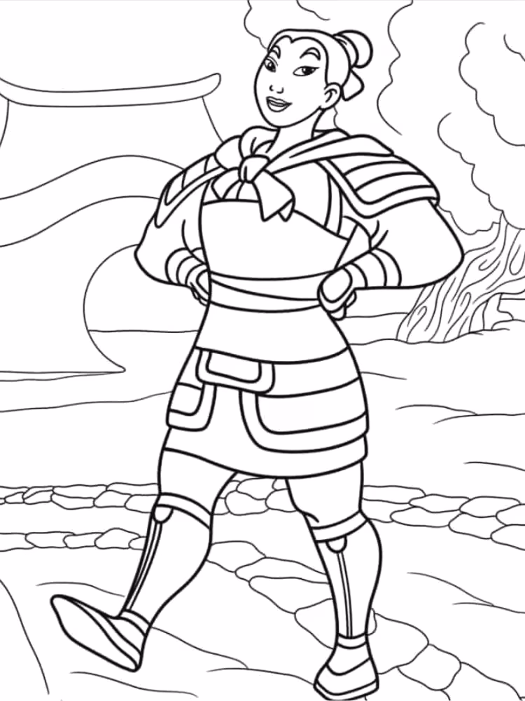 Mulan para colorir — desenho para imprimir