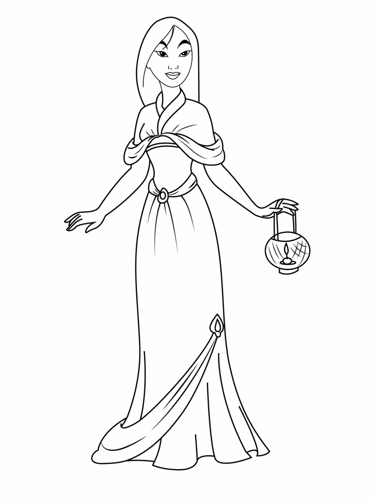 Mulan para colorir — desenho para imprimir
