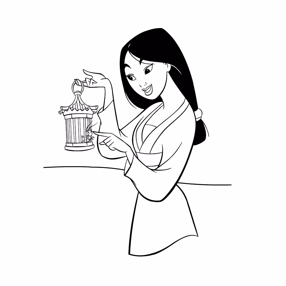 Mulan para colorir — desenho para imprimir