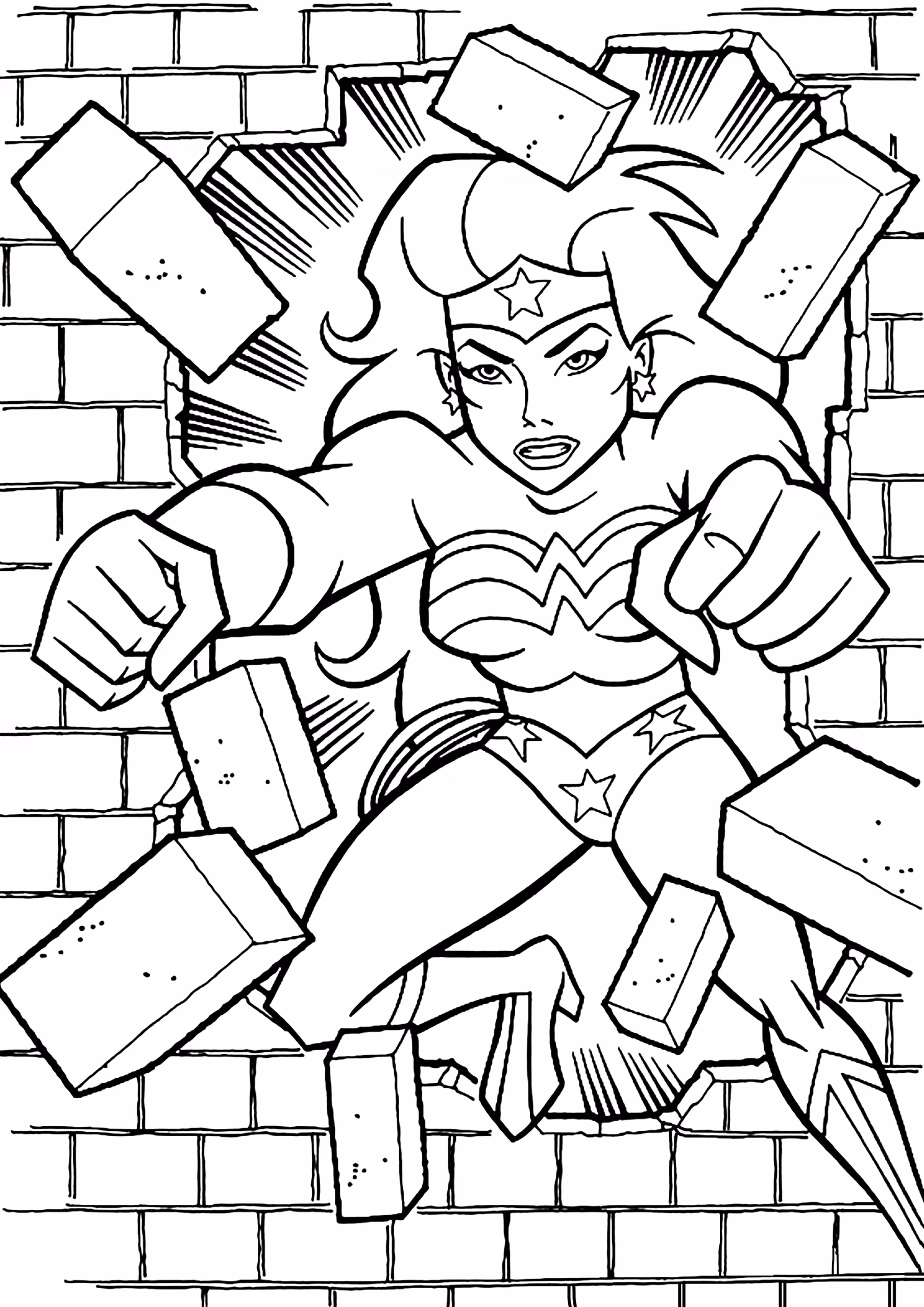 Mulher maravilha para colorir — desenho para imprimir
