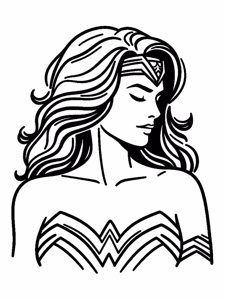 Mulher maravilha para colorir — desenho para imprimir