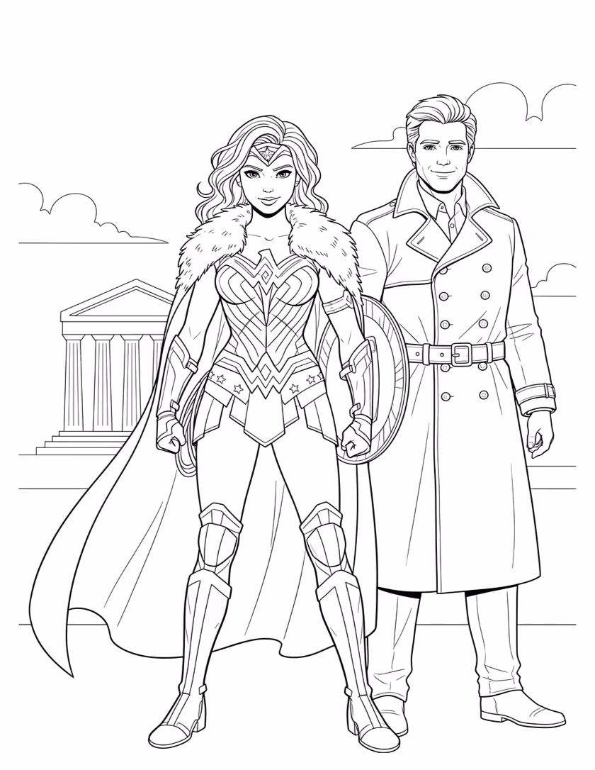 Mulher maravilha para colorir — desenho para imprimir