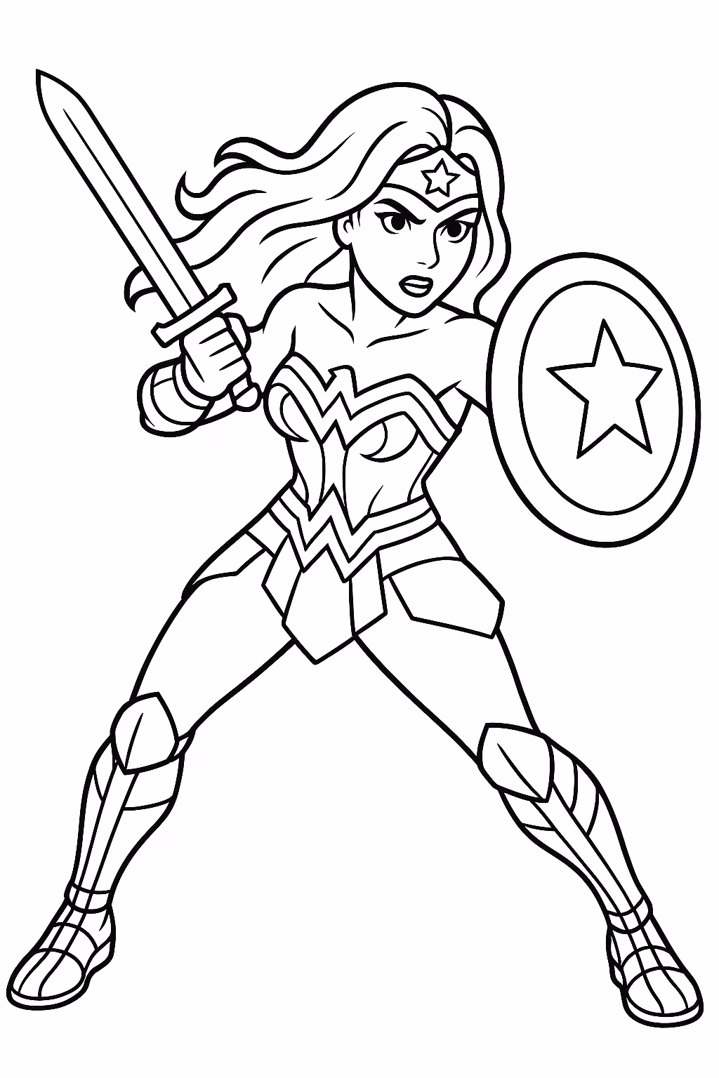 Mulher maravilha para colorir — desenho para imprimir