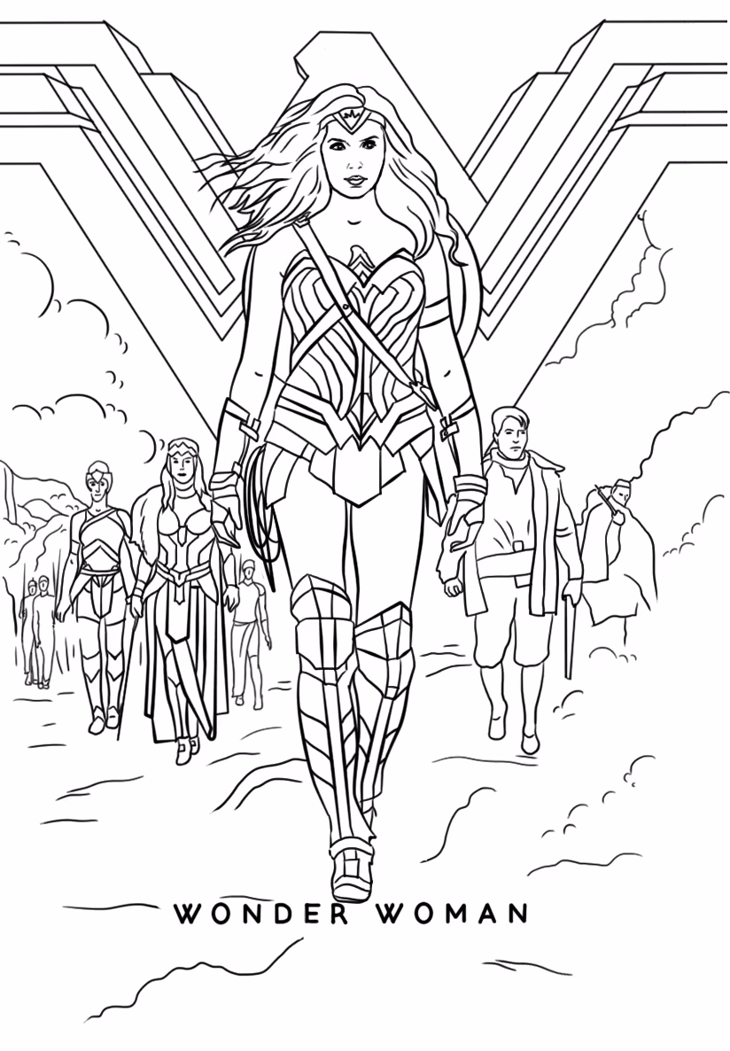Mulher maravilha para colorir — desenho para imprimir