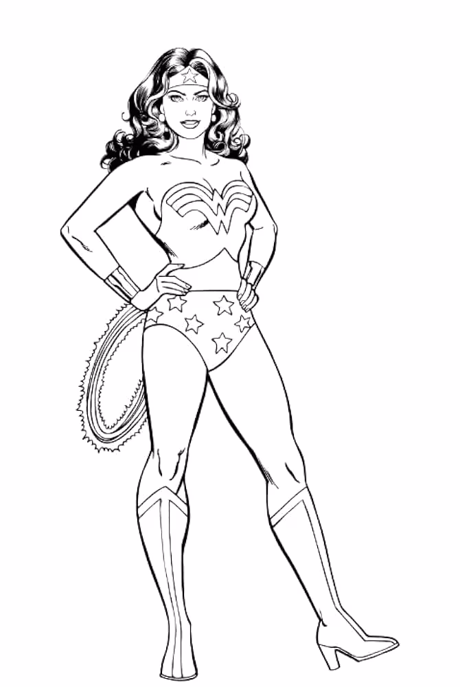 Mulher maravilha para colorir — desenho para imprimir