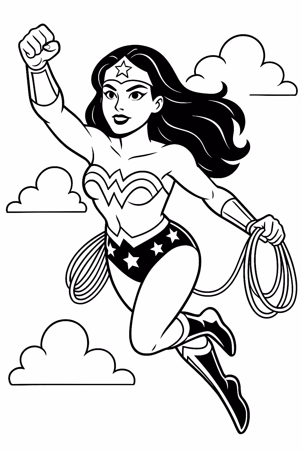 Mulher maravilha para colorir — desenho para imprimir