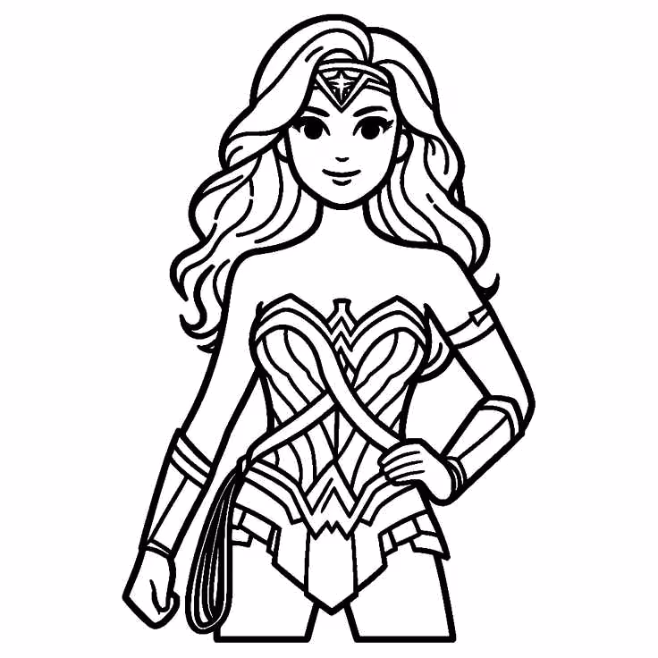 Mulher maravilha para colorir — desenho para imprimir