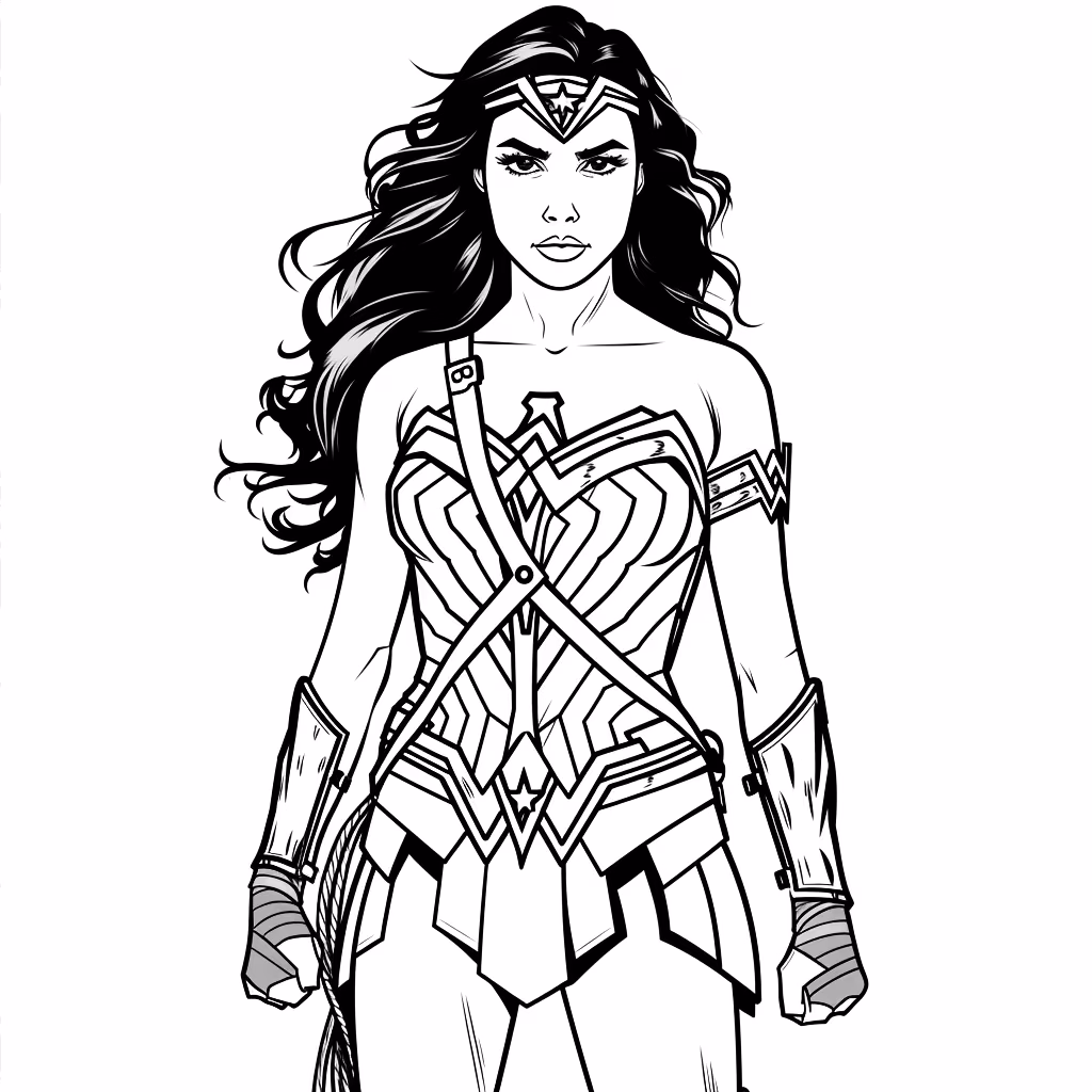 Mulher maravilha para colorir — desenho para imprimir