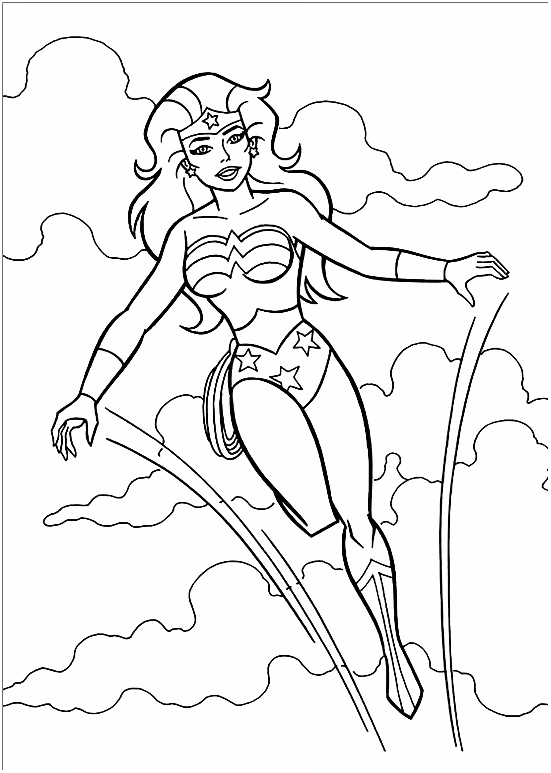 Mulher maravilha para colorir — desenho para imprimir