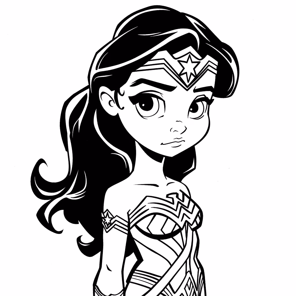 Mulher maravilha para colorir — desenho para imprimir