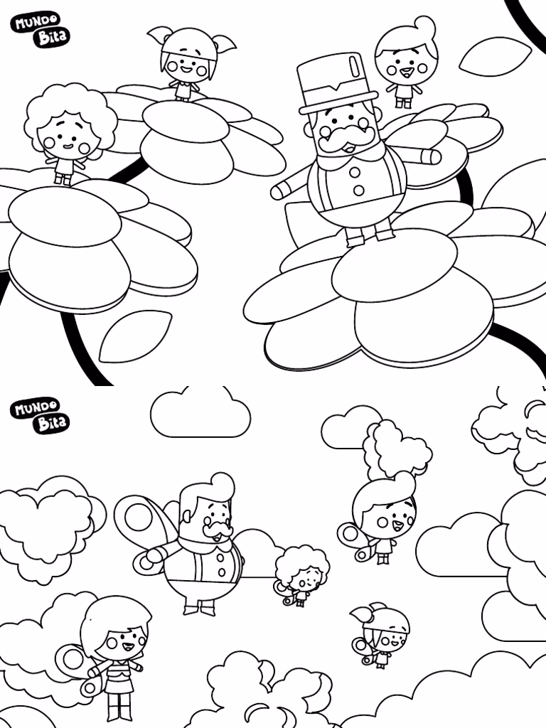 Mundo bita para colorir — desenho para imprimir