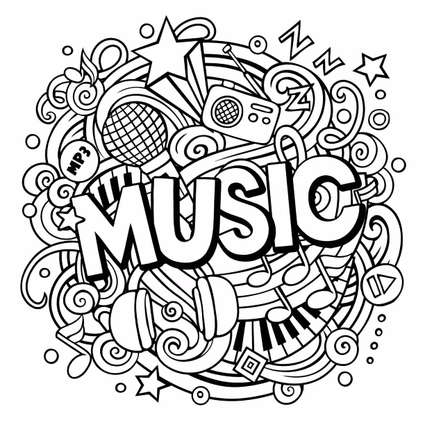 Musica para colorir — desenho para imprimir