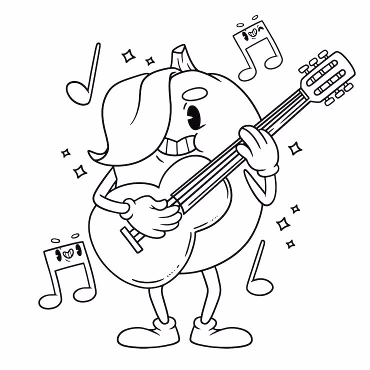 Musica para colorir — desenho para imprimir