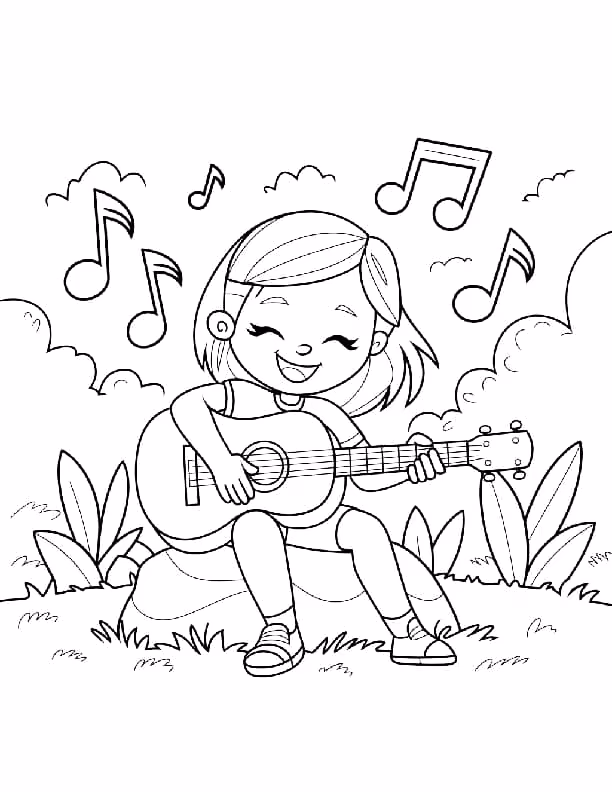 Musica para colorir — desenho para imprimir
