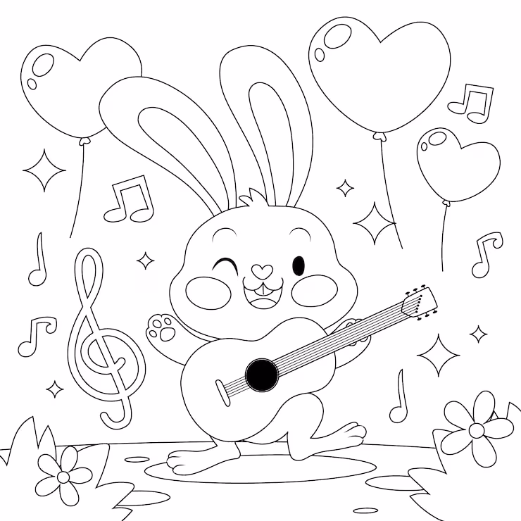 Musica para colorir — desenho para imprimir