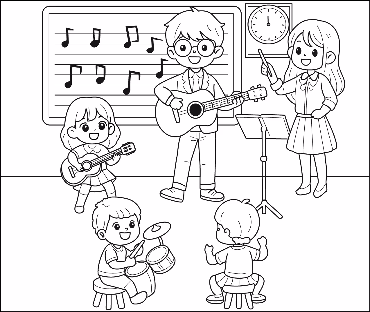 Musica para colorir — desenho para imprimir