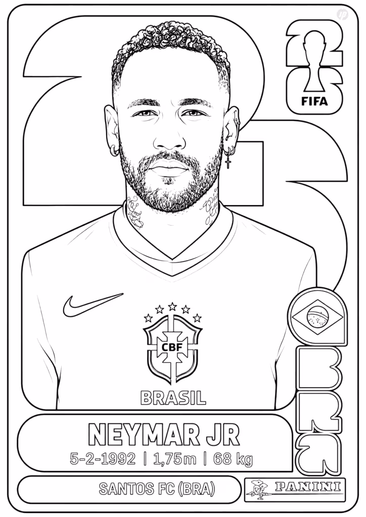 Neymar para colorir — desenho para imprimir