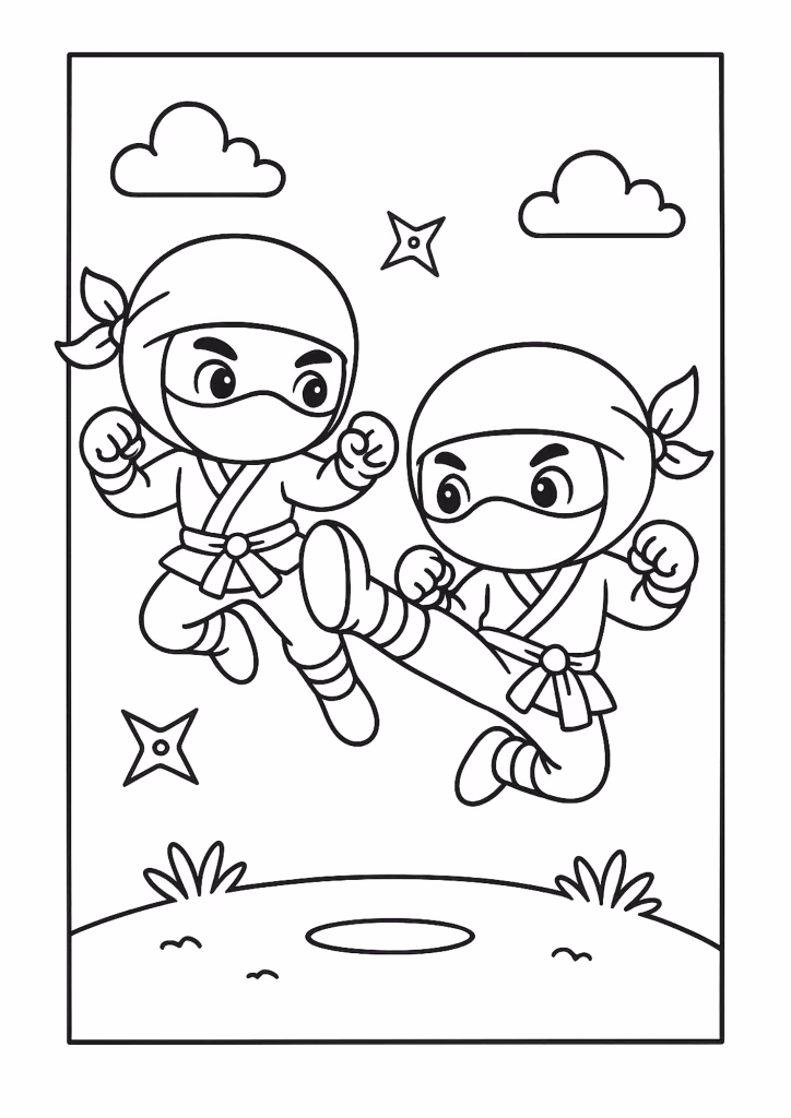 Ninja para colorir — desenho para imprimir