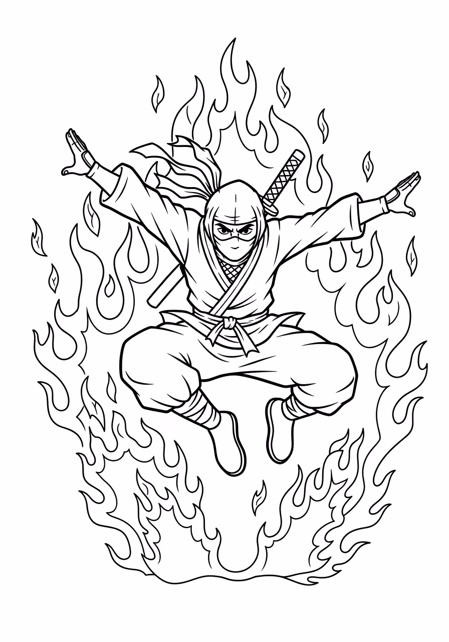 Ninja para colorir — desenho para imprimir