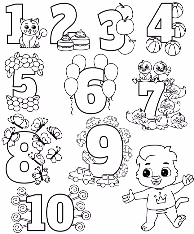 Numeros para colorir — desenho para imprimir