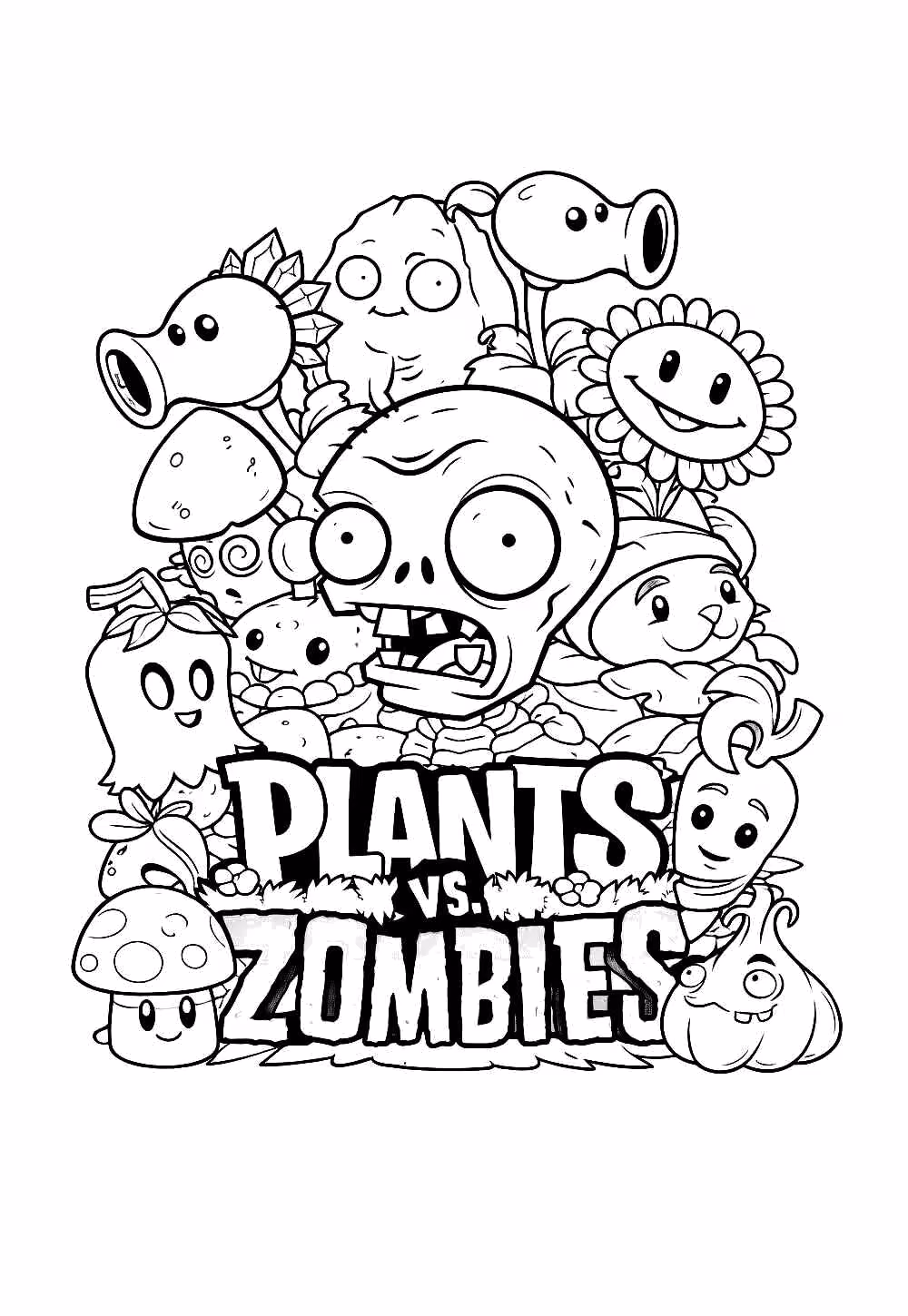 Plants vs zombies para colorir — desenho para imprimir