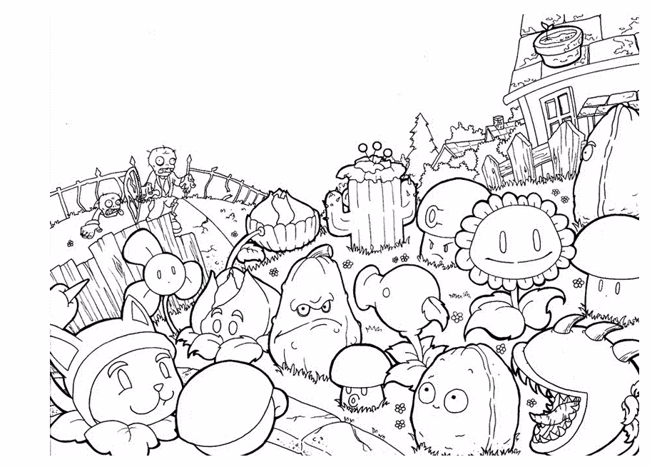 Plants vs zombies para colorir — desenho para imprimir