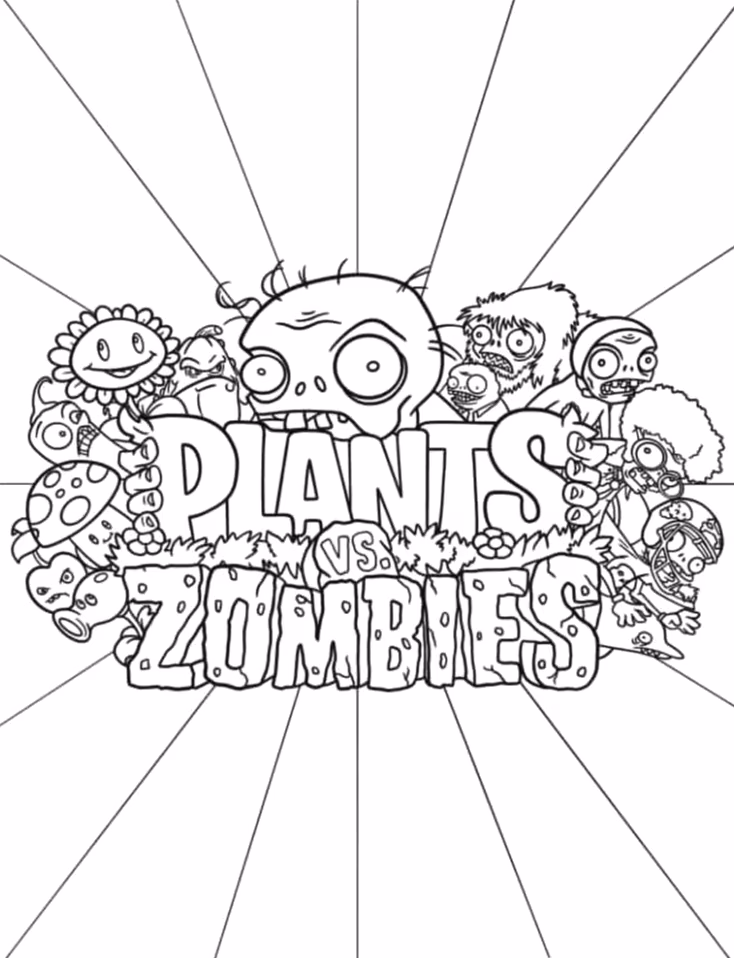 Plants vs zombies para colorir — desenho para imprimir