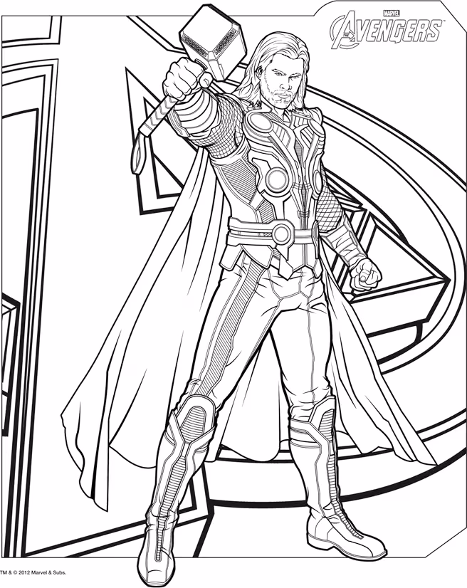 Thor para colorir — desenho para imprimir