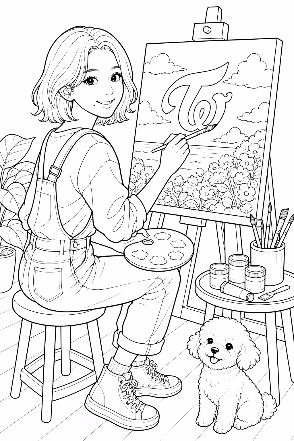 Twice para colorir — desenho para imprimir