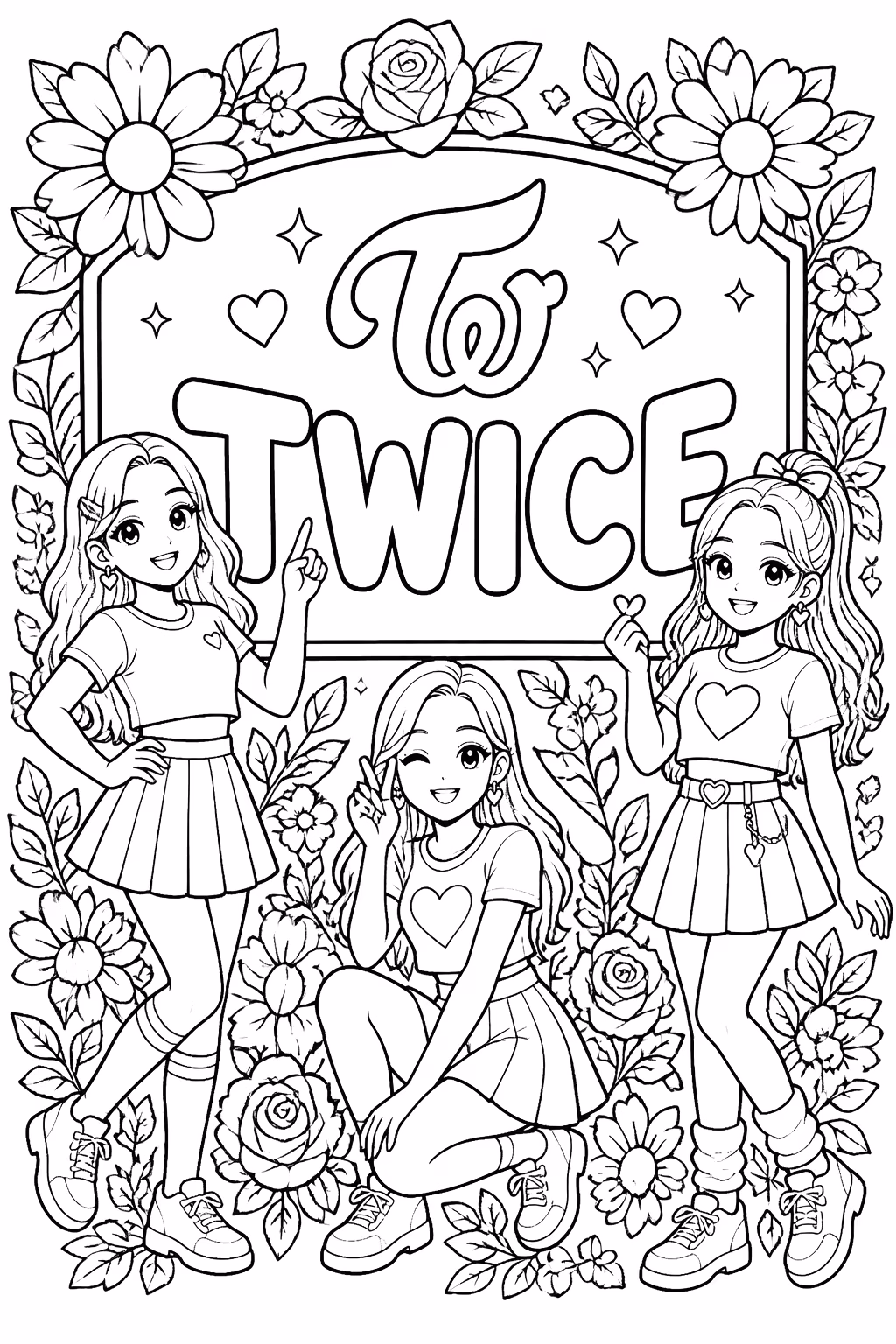 Twice para colorir — desenho para imprimir