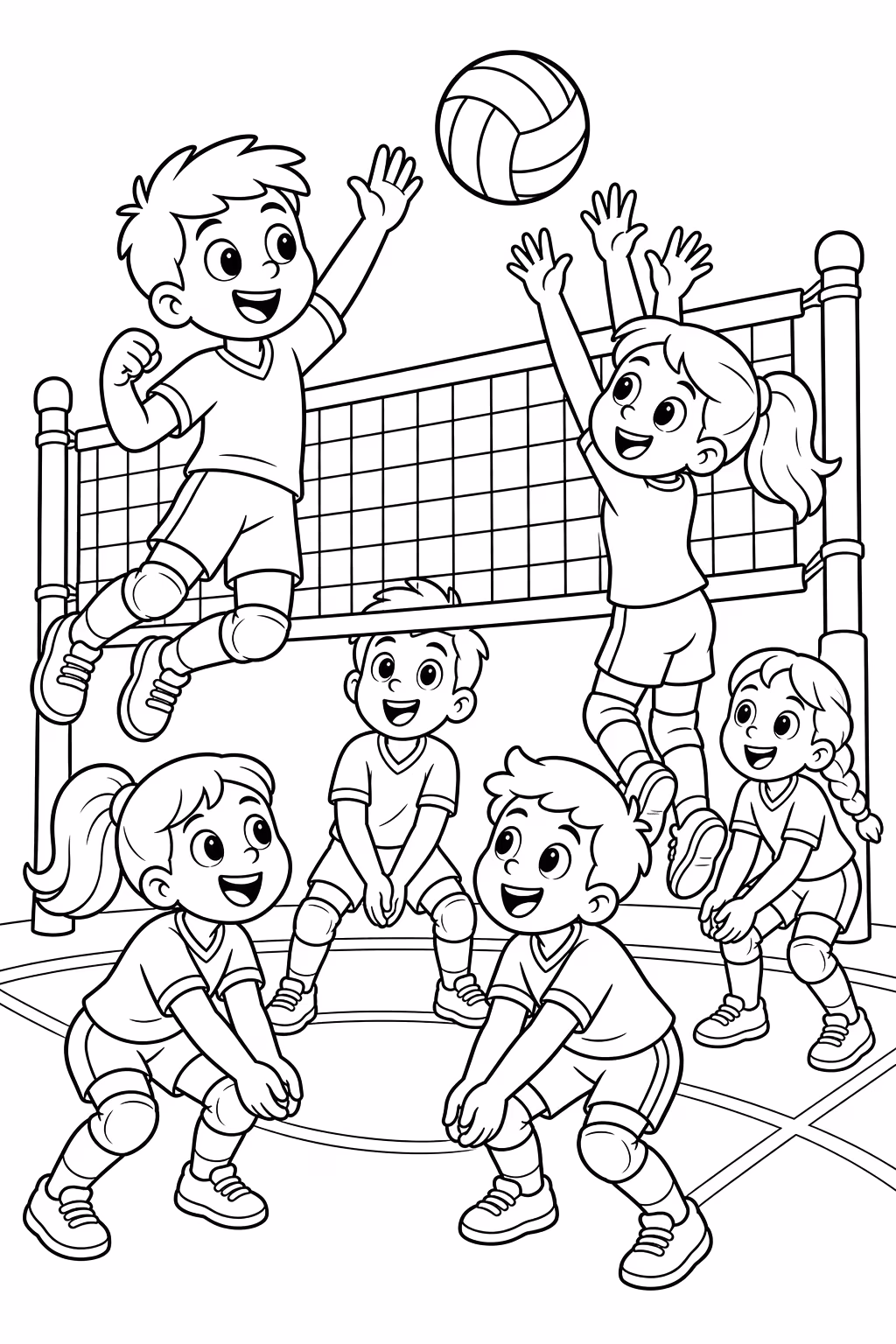 Volei para colorir — desenho para imprimir
