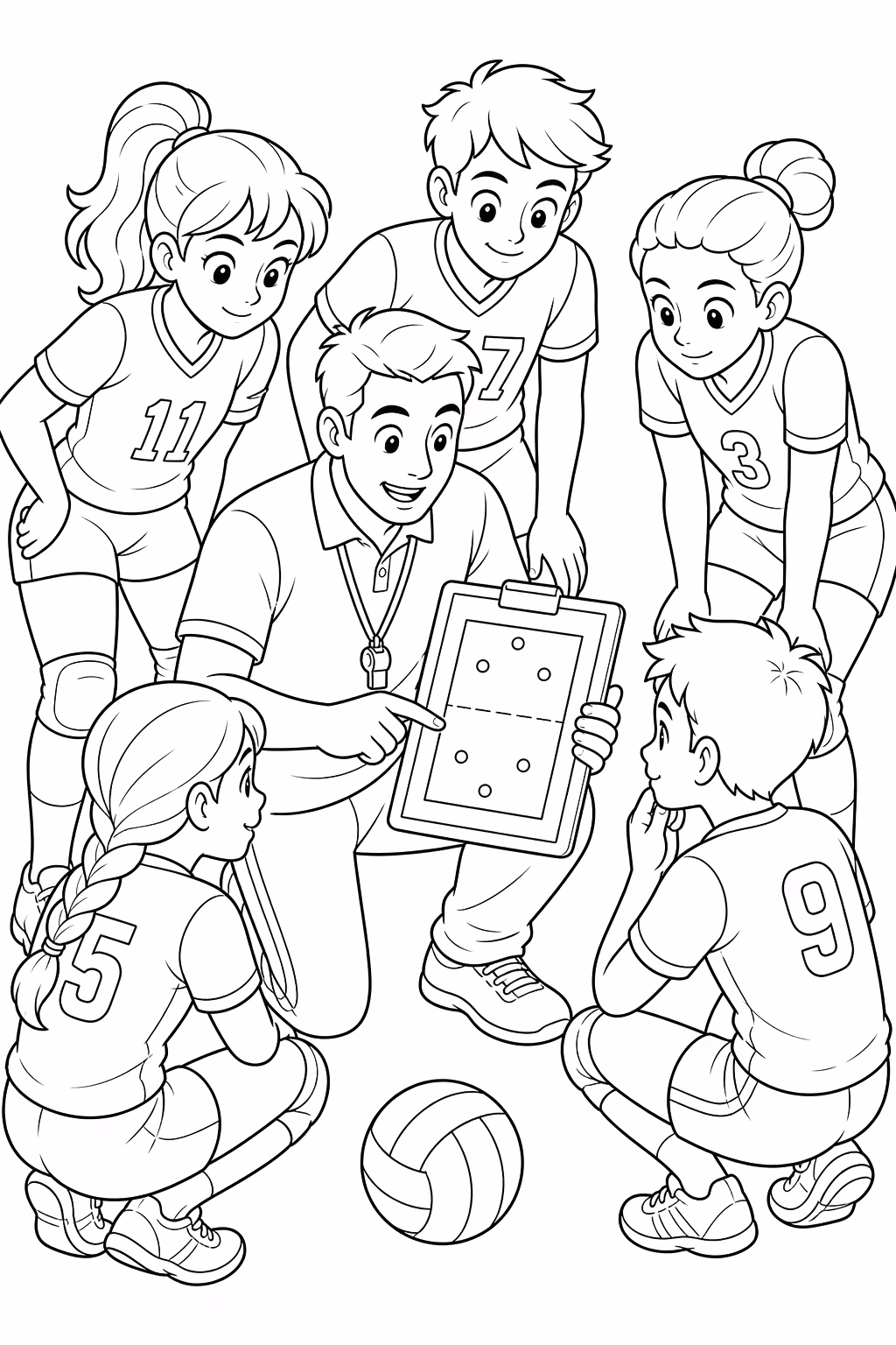 Volei para colorir — desenho para imprimir